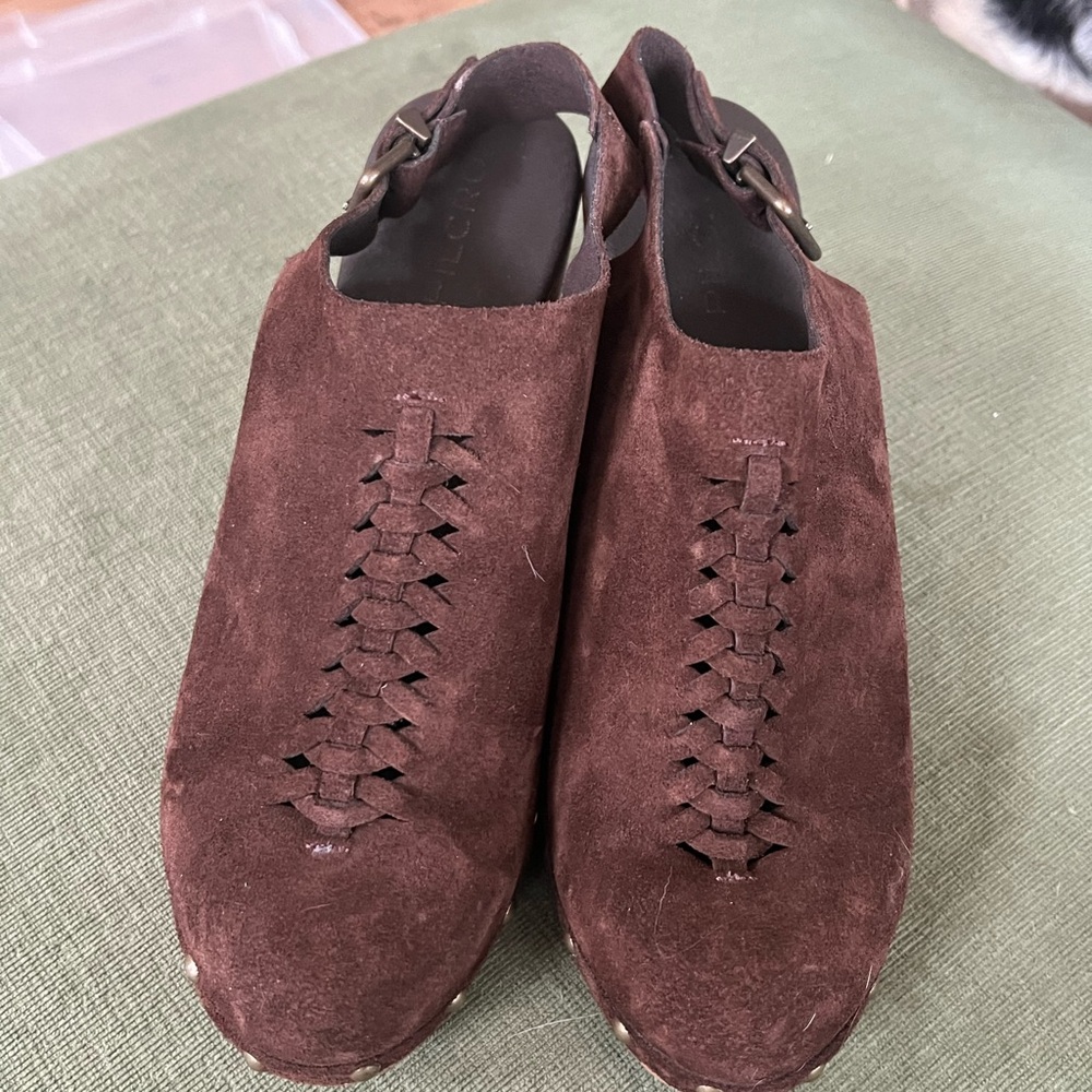 Source Unknown Dark Brown Suede Clogs - image 2